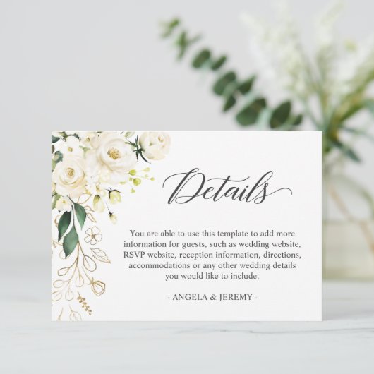 Gegevens over de ontvangst van witte rozengroene b informatiekaartje (Staand voorkant)