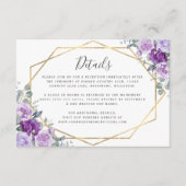 Gegevens over de Paarse Waterverf Floral Gold Wedd Informatiekaartje (Voorkant)