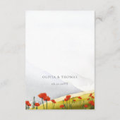 Gegevens over de rode papaverbruiloft in de Elegan Informatiekaartje (Achterkant)