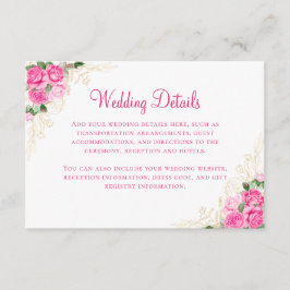 Gegevens over de roze gouden Waterverf bruiloft Informatiekaartje