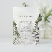 Gegevens over de rustige winterbomen bruiloft informatiekaartje (Staand voorkant)