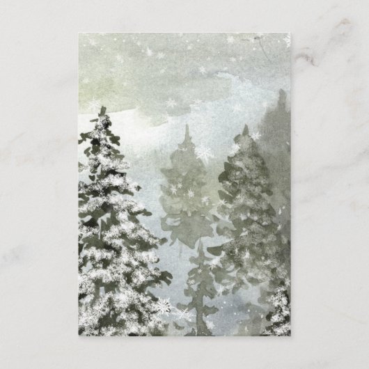 Gegevens over de rustige winterbomen bruiloft informatiekaartje (Achterkant)