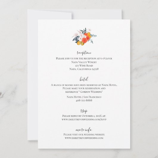 Gegevens over de uitnodiging voor Floral-sinaasapp (Achterkant)