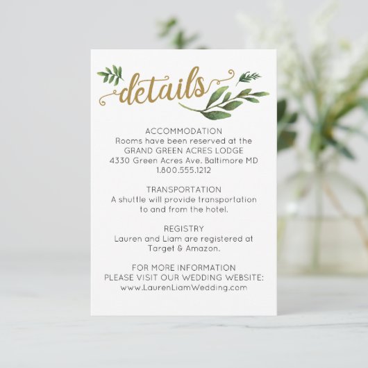 Gegevens over de Waterverf Grieks huwelijk Informatiekaartje (Staand voorkant)