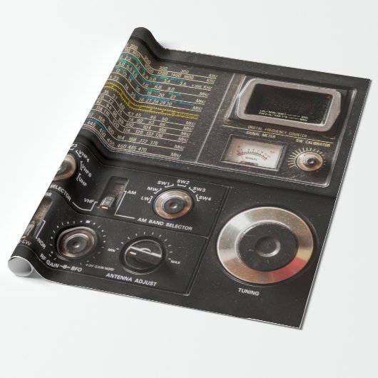 Gegevens over een oude am radio-ontvanger cadeaupapier (Uitgerold)