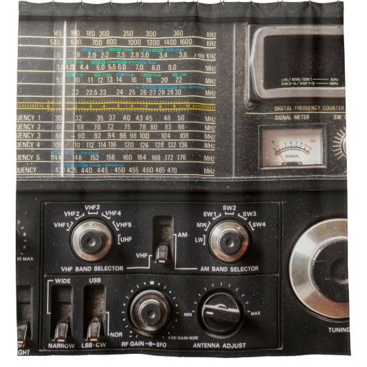 Gegevens over een oude am radio-ontvanger douchegordijn (Voorkant)