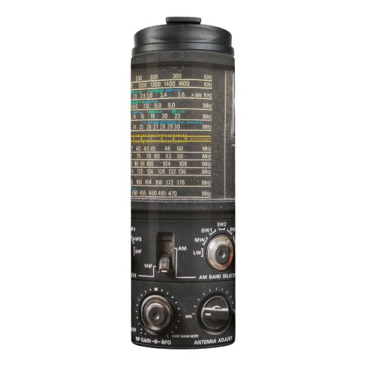 Gegevens over een oude am radio-ontvanger thermosbeker (Voorkant)