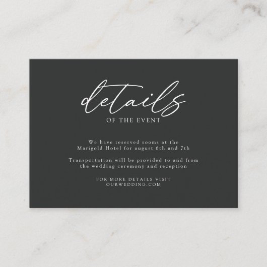 Gegevens over eenvoudige en zwarte en witte minima informatiekaartje (Voorkant)