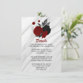 Gegevens over elegante zwarte en rode bloemen informatiekaartje (Staand voorkant)