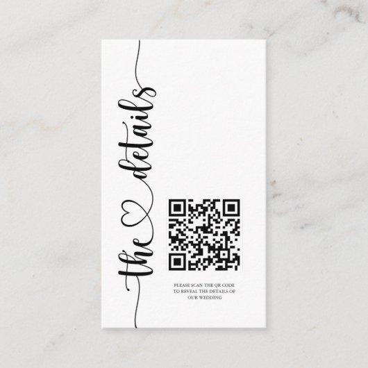 Gegevens over ellegant zwart-witscript bruiloft informatiekaartje (Voorkant)