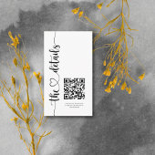 Gegevens over ellegant zwart-witscript bruiloft informatiekaartje