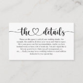 Gegevens over ellegant zwart-witscript bruiloft informatiekaartje (Voorkant)