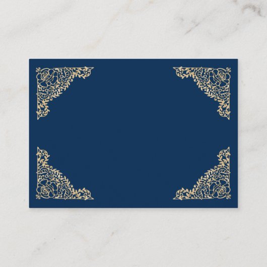 Gegevens over Floral Lijst Blue en Gold Wedding Informatiekaartje (Achterkant)