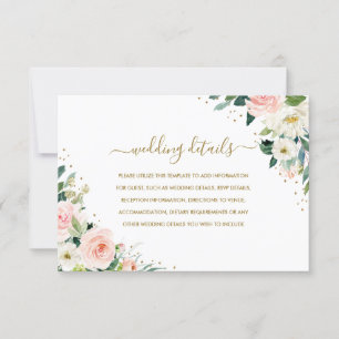 Gegevens over gouden botanische blush Floral Weddi RSVP Kaartje