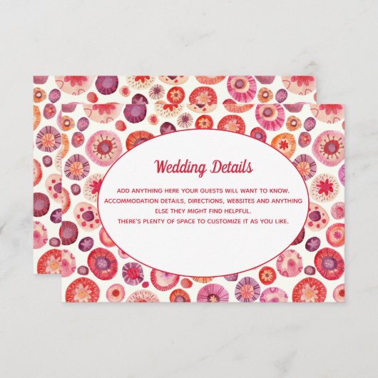 Gegevens over het Abstracte patroonhuwelijk roze F Informatiekaartje (Voorkant / Achterkant)