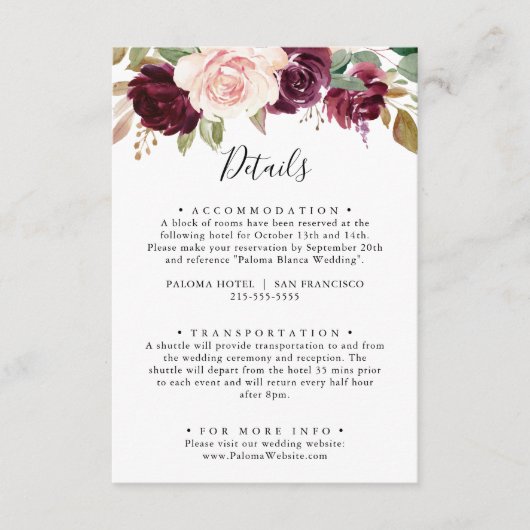 Gegevens over het bijtende botanische olievlek informatiekaartje (Voorkant)