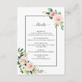 Gegevens over het bleekroze Bloom Weddenschap Informatiekaartje