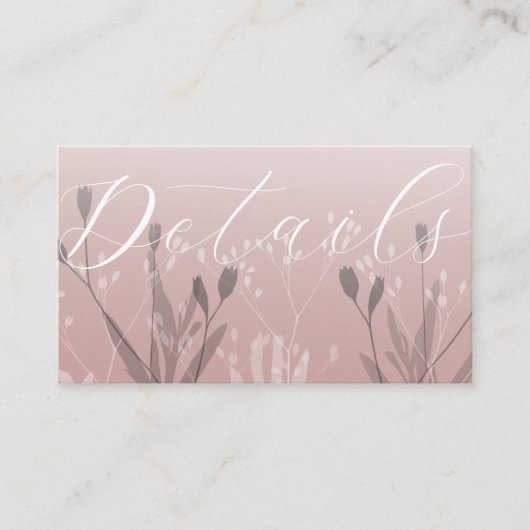 Gegevens over het Boho Roos Gold Foliage Wedding Informatiekaartje (Voorkant)