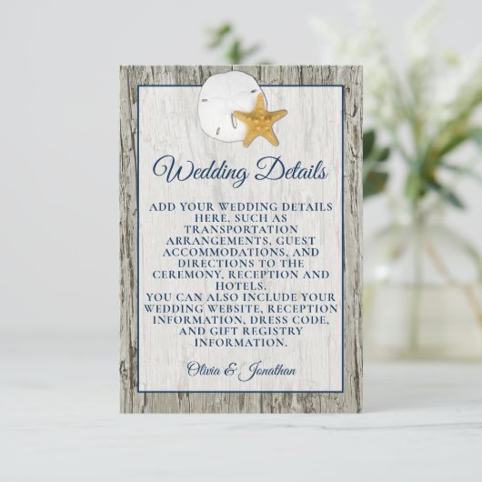 Gegevens over het driftwood-huwelijk met een Ameri Informatiekaartje (Staand voorkant)