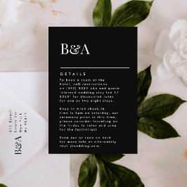 Gegevens over het elegant modern zwart monogram informatiekaartje