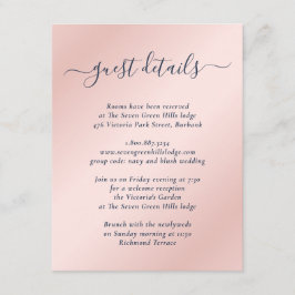 Gegevens over het elegante moderne marinesblauw en informatiekaartje