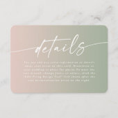 Gegevens over het elegante ombre Green & Blush Pin Informatiekaartje (Voorkant)