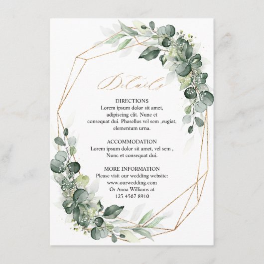 Gegevens over het Eucalyptus Greenery Geometric We Informatiekaartje (Voorkant)