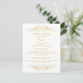 Gegevens over het Faux Gold Flourish Damask Weddin Kaart (Staand voorkant)