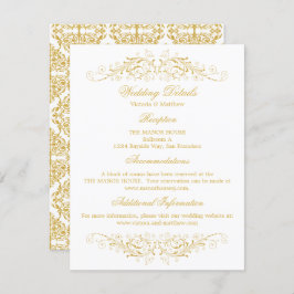 Gegevens over het Faux Gold Flourish Damask Weddin Kaart