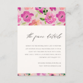 Gegevens over het felle Waterverf van Floral Wedde Informatiekaartje