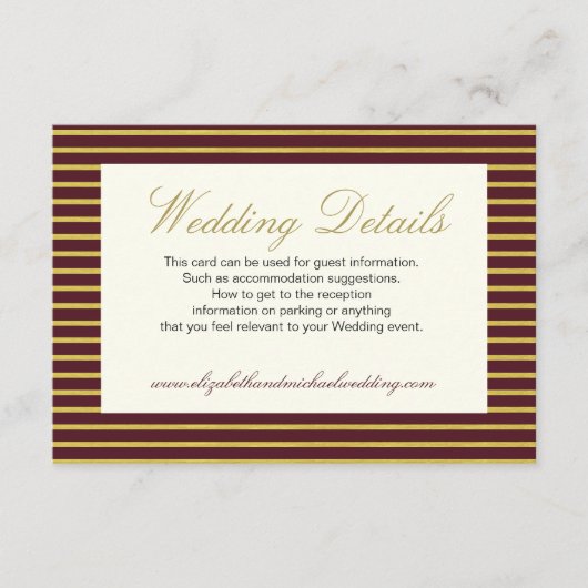Gegevens over het goudhuwelijk van legant Burgundy Informatiekaartje (Voorkant)