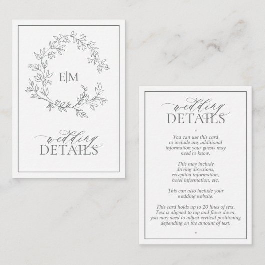 Gegevens over het groene monogram van Eucalyptus-h Informatiekaartje (Voorkant / Achterkant)