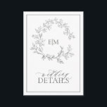Gegevens over het groene monogram van Eucalyptus-h Informatiekaartje<br><div class="desc">We houden van deze trendy, moderne eucalyptuskaart met groene details! Eenvoudig, elegant, en oh-zo-, hij is voorzien van een handgetekende leafy grot die een modern huwelijksmonogram omringt. Het is gepersonaliseerd in elegante typografie, en geaccentueerd met hand-briefed kalligrafie. Tot slot wordt het in een delicaat lijst in orde gebracht en de...</div>