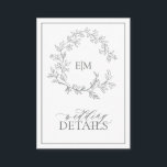 Gegevens over het groene monogram van Eucalyptus-h Informatiekaartje<br><div class="desc">We houden van deze trendy, moderne eucalyptuskaart met groene details! Eenvoudig, elegant, en oh-zo-, hij is voorzien van een handgetekende leafy grot die een modern huwelijksmonogram omringt. Het is gepersonaliseerd in elegante typografie, en geaccentueerd met hand-briefed kalligrafie. Tot slot wordt het in een delicaat lijst in orde gebracht en de...</div>