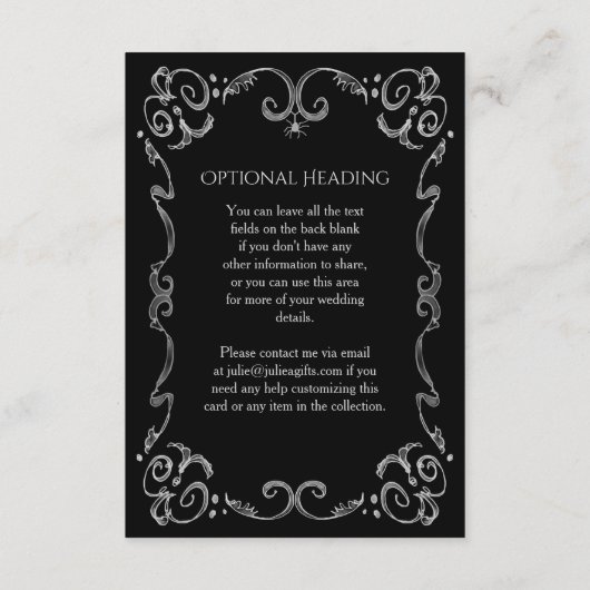 Gegevens over het halloween Spider Gothic Scroll W Informatiekaartje (Achterkant)