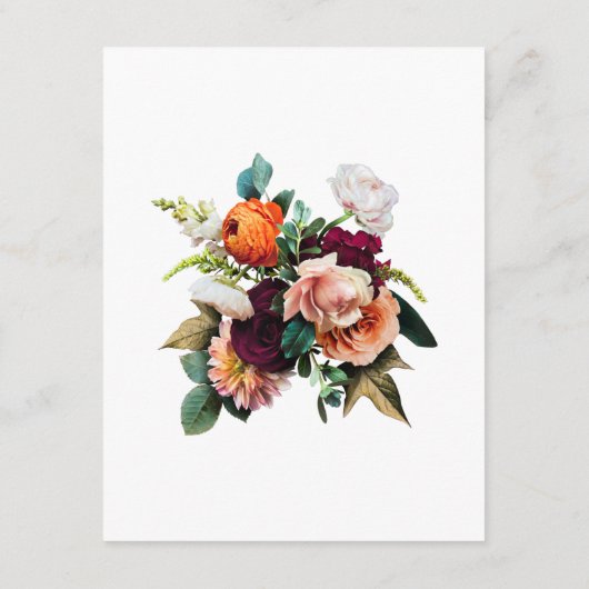 Gegevens over het Herfst Floral Wedding Informatiekaartje (Achterkant)