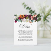 Gegevens over het Herfst Floral Wedding Informatiekaartje (Staand voorkant)