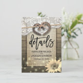 Gegevens over het hoefijzer-hart-land-bruiloft informatiekaartje (Staand voorkant)