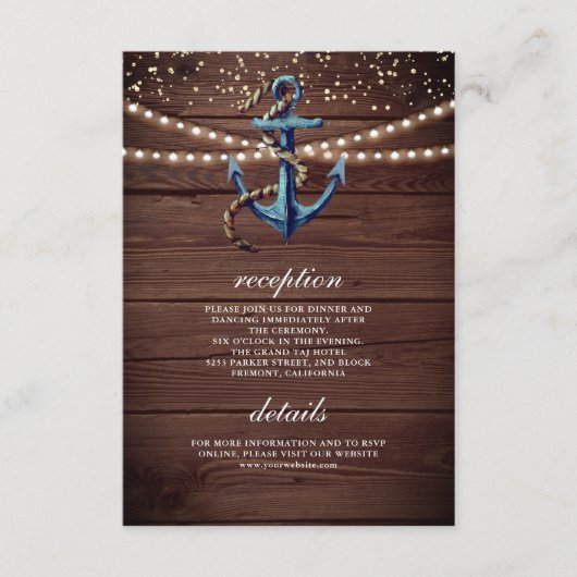 Gegevens over het huwelijk met een blauwe anchor v informatiekaartje (Voorkant)