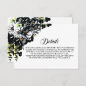 Gegevens over het huwelijk met elegant Black Flora Informatiekaartje (Voorkant / Achterkant)