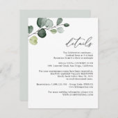 Gegevens over het huwelijk met Elegant Eucalyptus  Informatiekaartje (Voorkant / Achterkant)