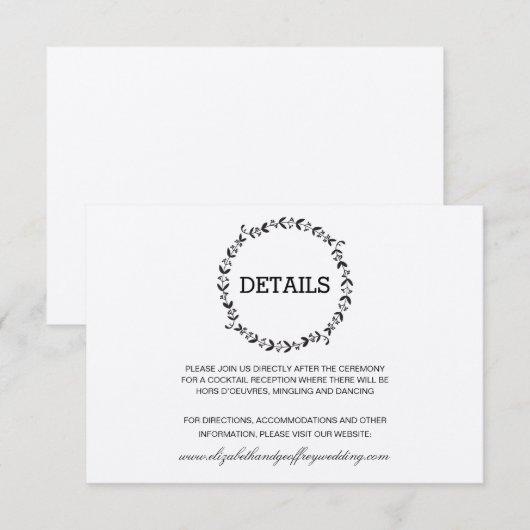 Gegevens over het huwelijk met Elegant Wreath Rust Kaart (Voorkant / Achterkant)