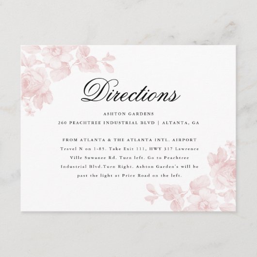 Gegevens over het huwelijk met elegante Floral Informatiekaartje (Voorkant)