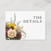 Gegevens over het huwelijk met elegante Floral Informatiekaartje (Voorkant)