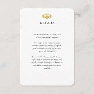 Gegevens over het huwelijk met legant Gold Lotus F Informatiekaartje