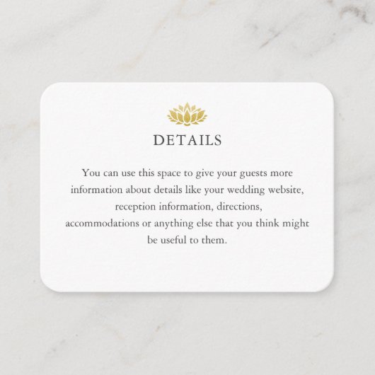 Gegevens over het huwelijk met legant Gold Lotus F Informatiekaartje (Voorkant)