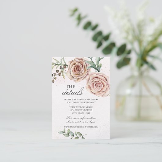 Gegevens over het huwelijk met twee roze roze roze informatiekaartje (Staand voorkant)