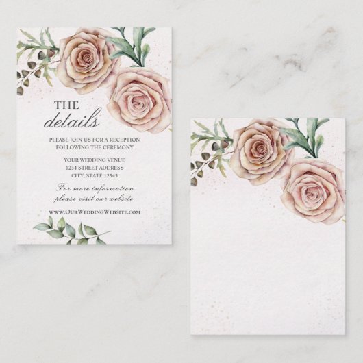 Gegevens over het huwelijk met twee roze roze roze informatiekaartje (Voorkant / Achterkant)