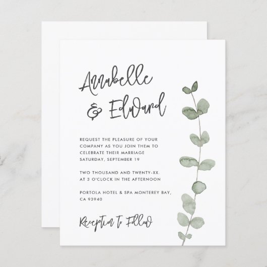 Gegevens over het huwelijk, uitnodiging (Voorkant / Achterkant)