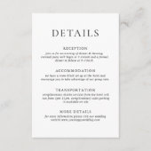 Gegevens over het legante minimalistische weddensc informatiekaartje (Voorkant)
